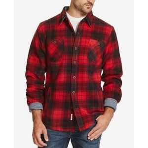 Weatherproof Vintage mens black and red plaid flannel button down jacket size s